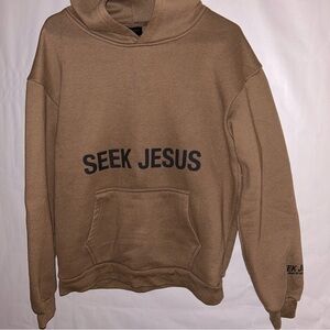Women’s Seek Jesus Hoodie Small Faith Graphic Sweatshirt Christian Pullover
